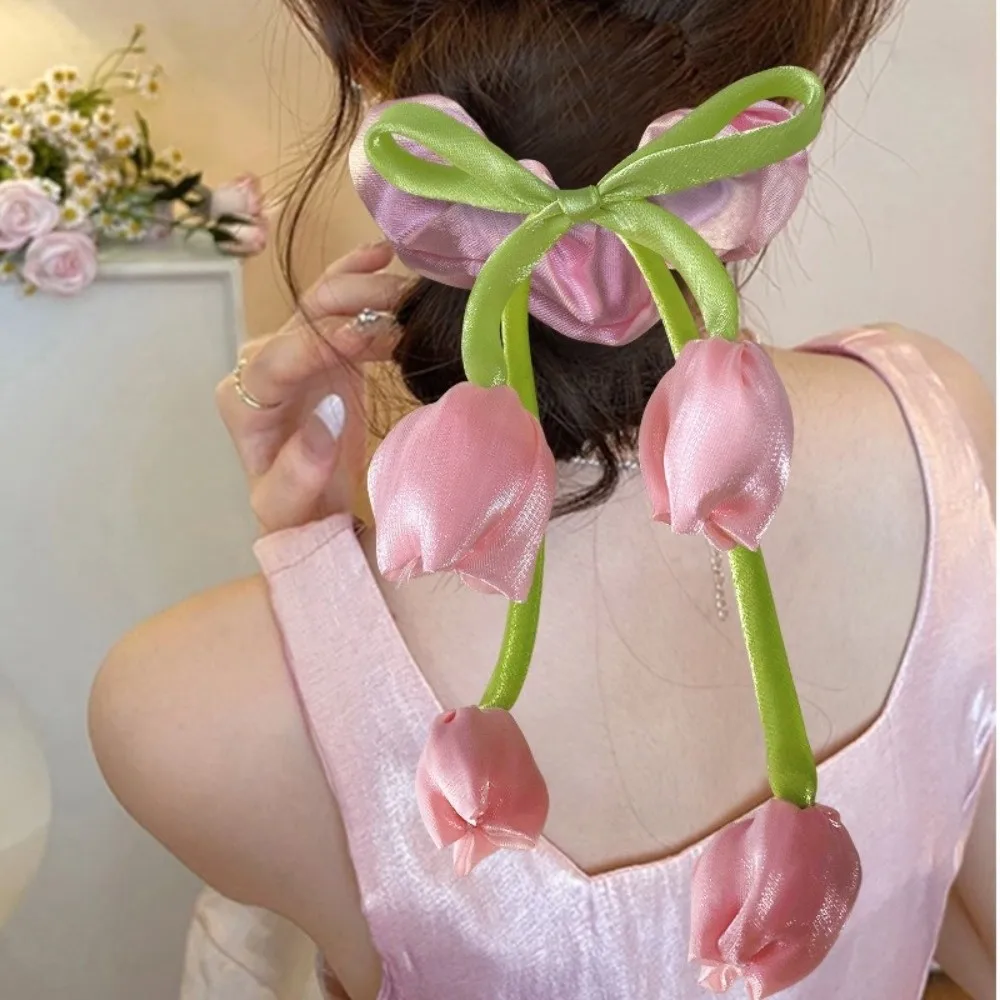 5Pcs Elegant DIY Tulip Lace-up Straps Ornaments Baking Decoration Curtains Tie Rope Sweet Hair Cord Accessories Hair Decoration
