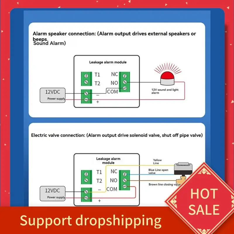 

B44C автоматический запорный клапан утечки воды, сигнализация, модуль датчика погружения в воду, кабель, модуль бытовой сигнализации перелива