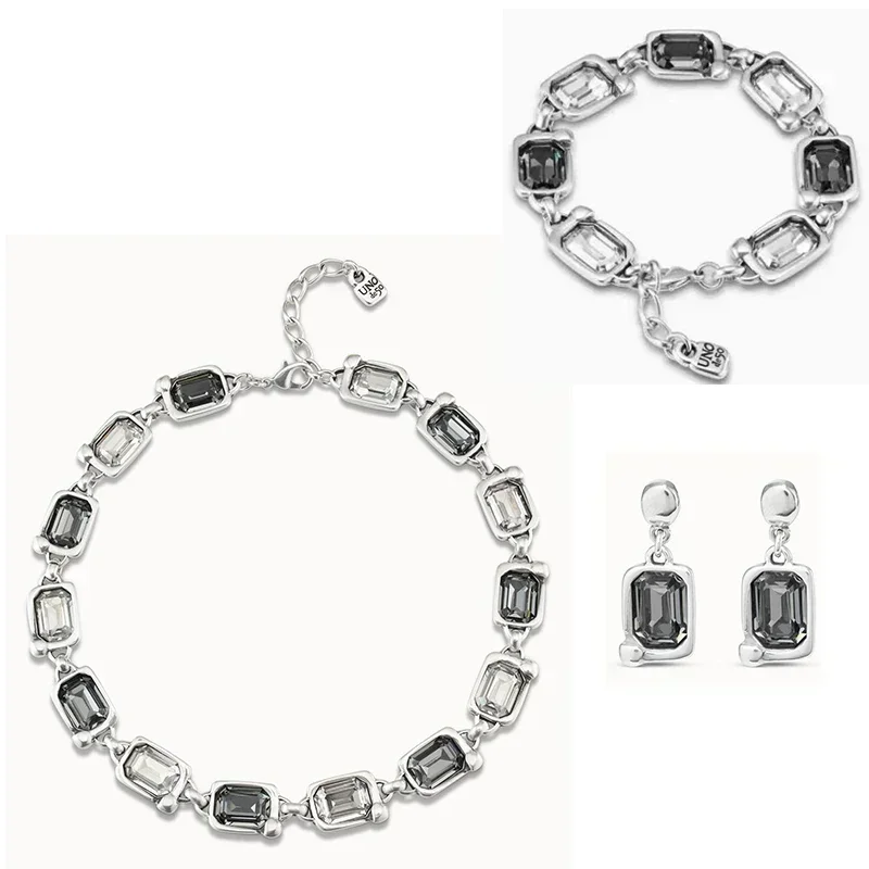 2024 Spain UNO Beautiful and Rich Palace Style Two tone Crystal Series Jewelry Set for Women's Gifts