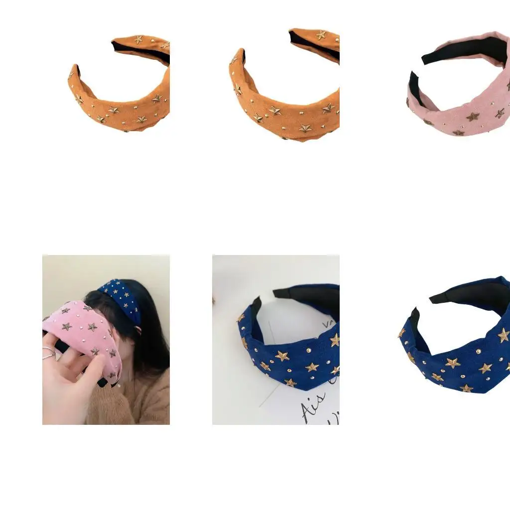 

39BB Modern Cloth Hairband with Metallic Accent Stylish Daily Styling Essential