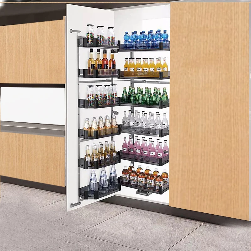 All-aluminum ultra-deep kitchen cabinet high cabinet high deep basket snack  light side