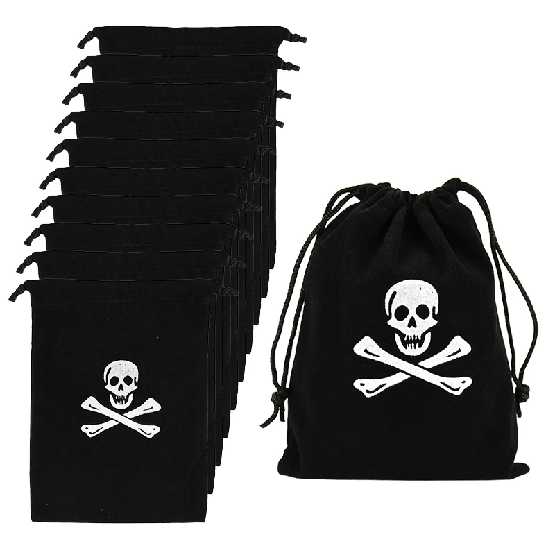 10Pcs Pirate Gift Bags Treasure Coin Pouch Kids Boy Halloween Birthday Party Decoration Supplies Small Candy Treat Bag for guest