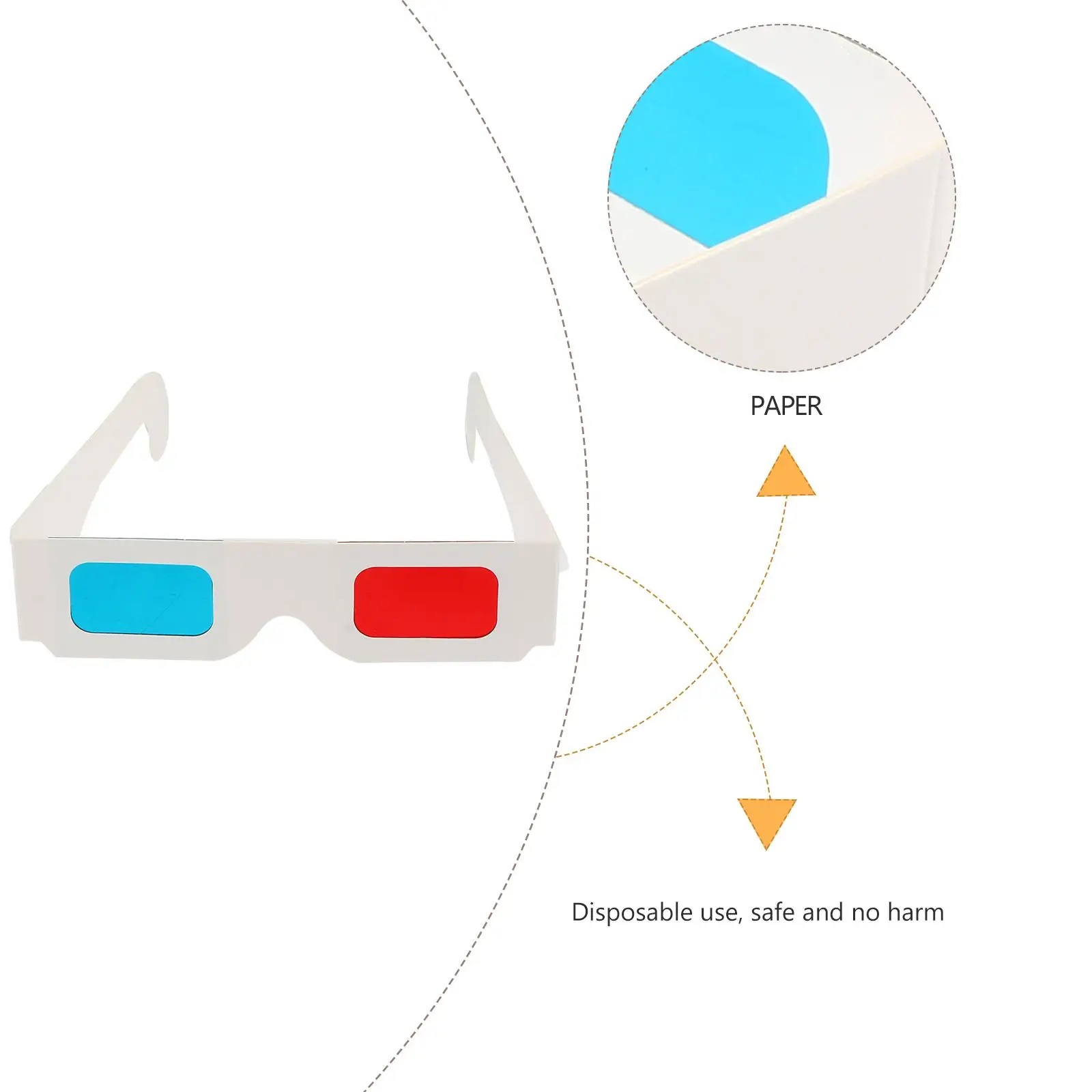 100 Pcs Cardboard Frame 3D Glasses Paper Red Blue Lenses Movie Video Goggles Portable Audio Vr Gaming Spectacles