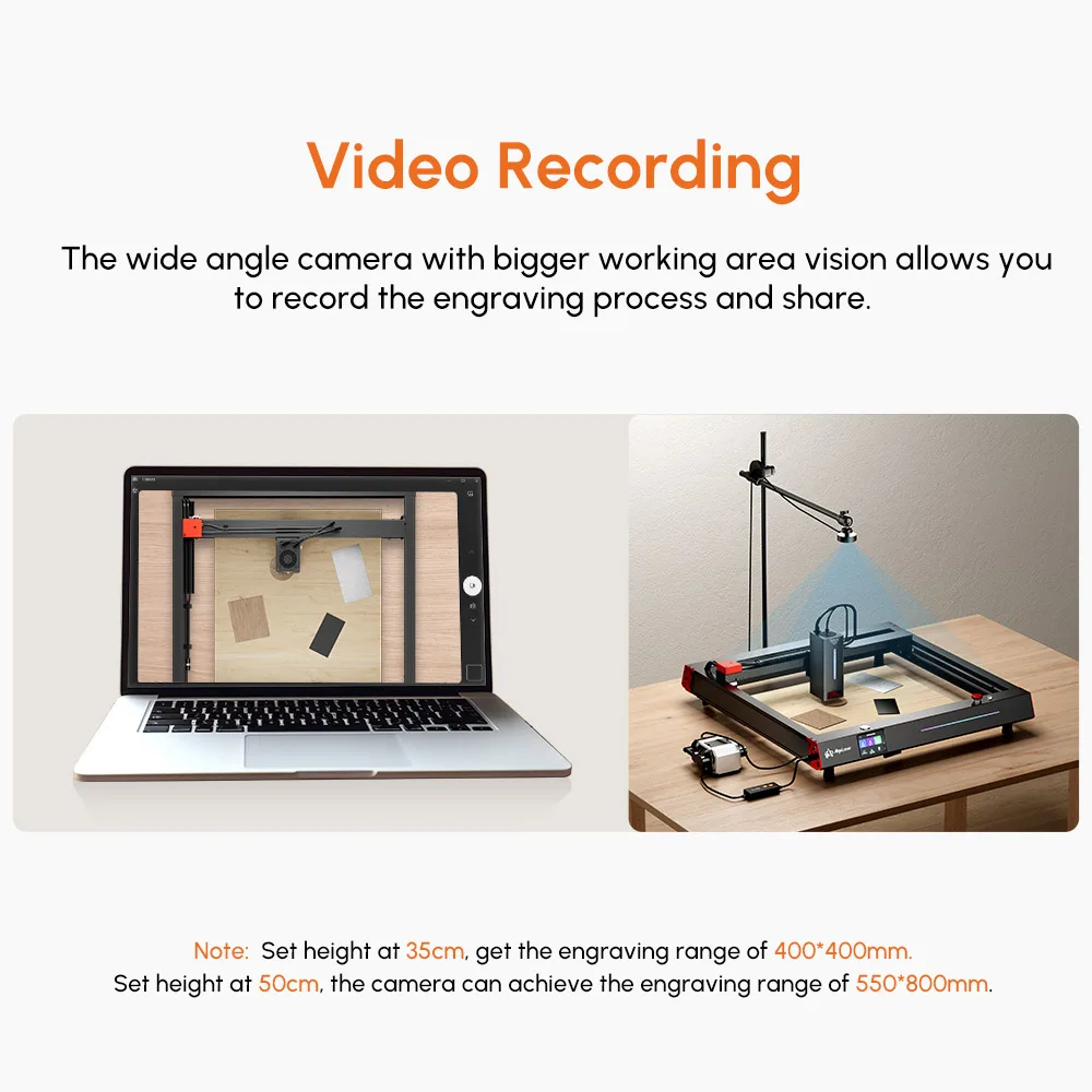 AlgoLaser Wireless 5MP Camera Smart Lightburn Camera for Laser Engraver Cutter 550x800mm Precise Positioning Vedio Recording