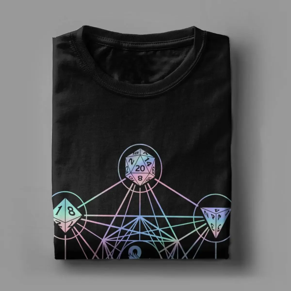 DnD Holographic Geometric Dice T-Shirts Men Game Amazing Pure Cotton Tee Shirt Crew Neck Short Sleeve T Shirt Big Size Tops