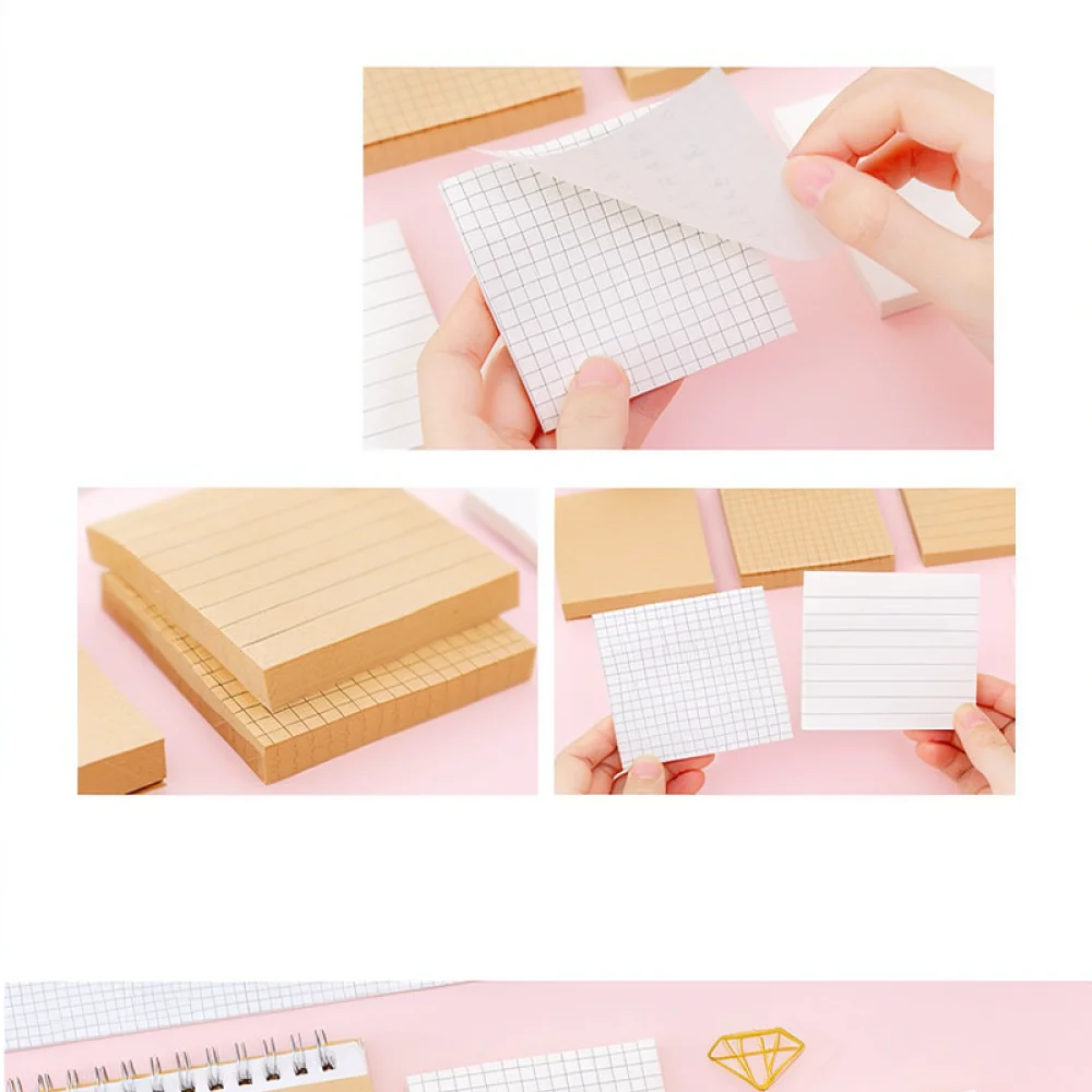 Creative Grid Memo Pad Self Adhesive Sticky Notes Office Supplies Study Planner Checklist Writing Pad Paper Note