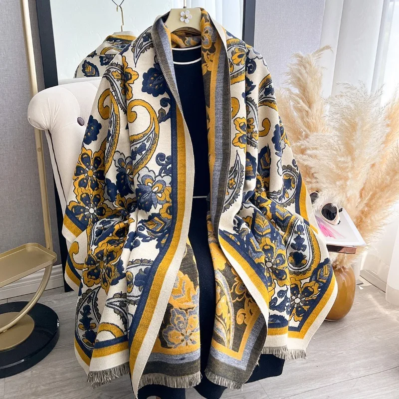 

Ethnic style imitation cashmere thick travel shawl Lijiang Yunnan scarf women's outerwear warm cape sun protection