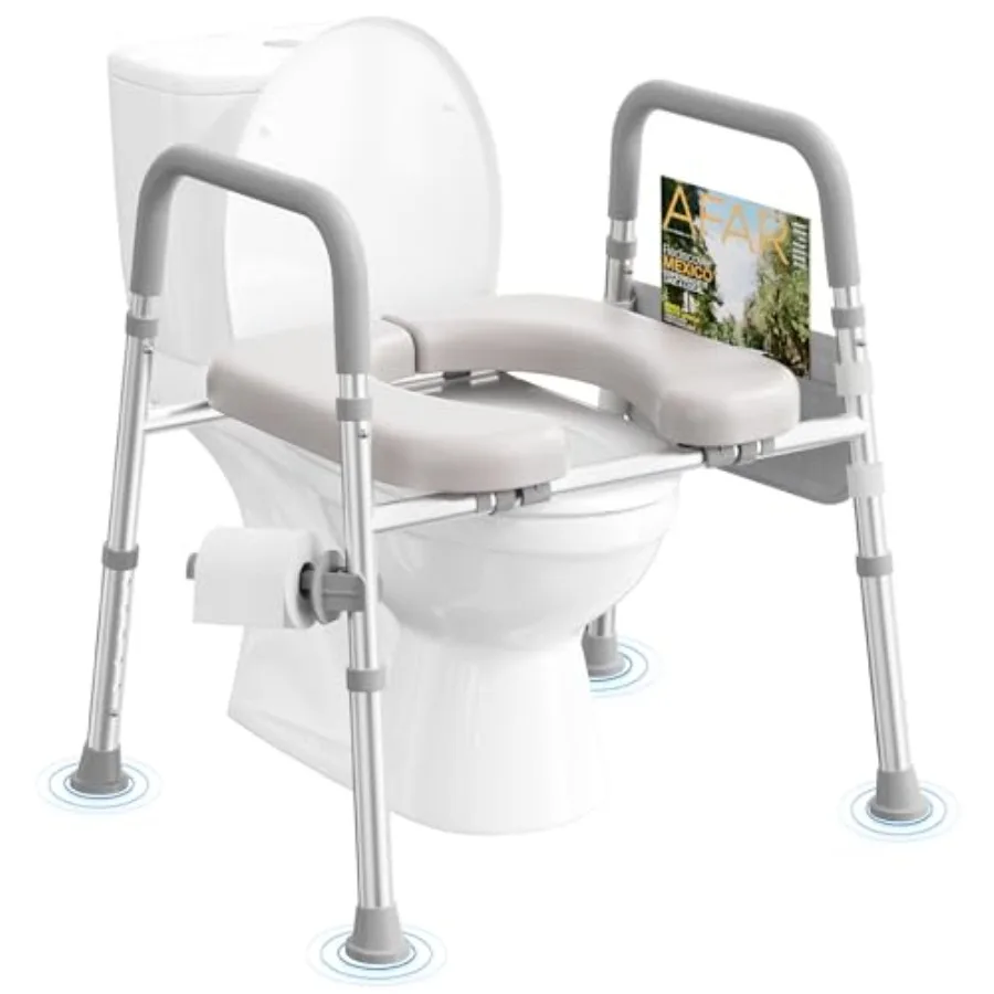 

Подъемное сиденье для унитаза с ручками для пожилых людей, регулируемое по высоте и ширине, выдерживает до 180 кг, универсальное, серое