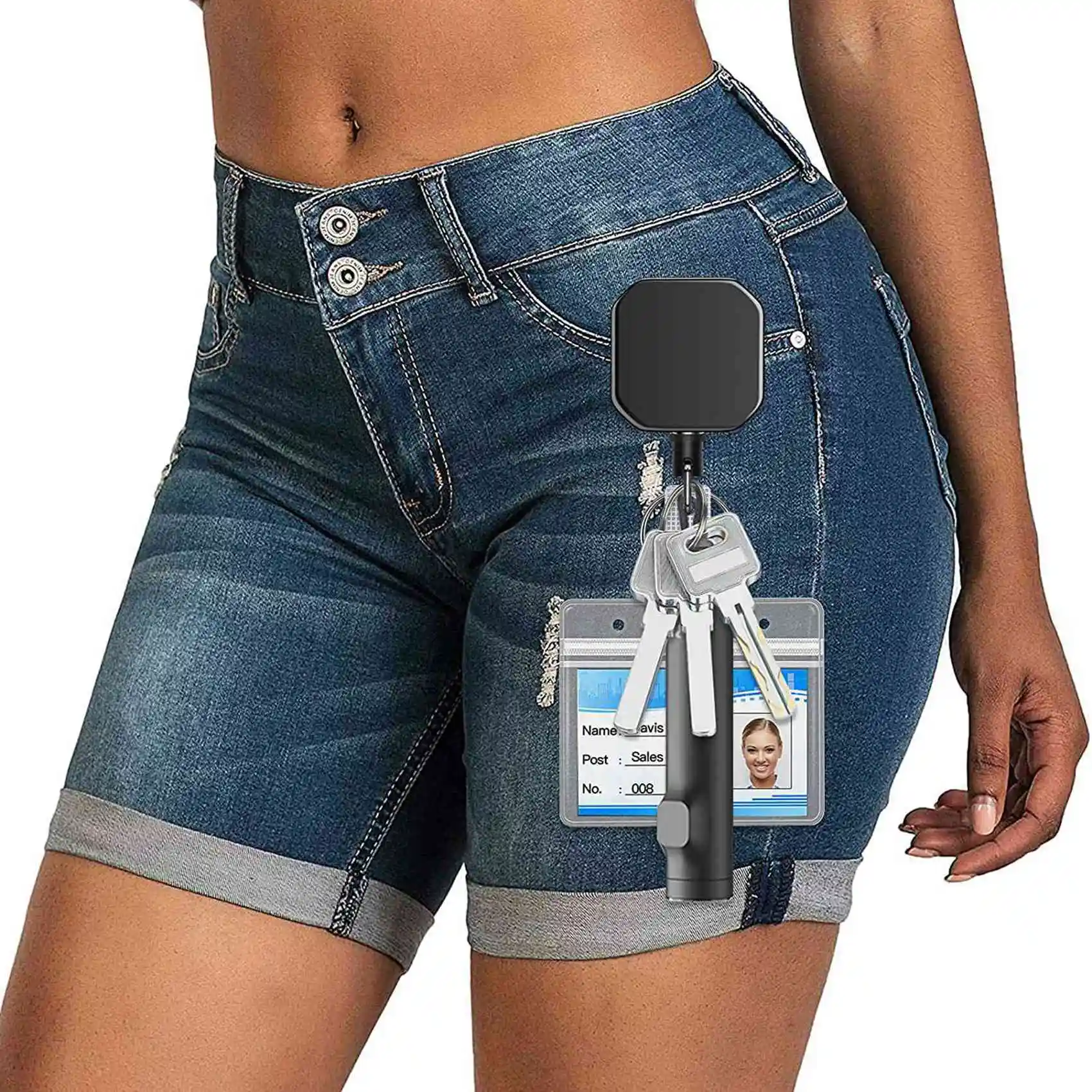 毎日 3X 高耐久金属格納式カラビナキーホルダーベルトバッジリールクリップ 28.3 インチ強化鋼線コード