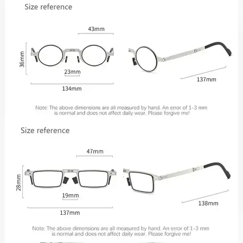 Portable Folding Reading Glasses with Case Anti Blue Light Blocking Metal Elder Foldable Eyeglasses Presbyopia for Man and Woman - Image 6