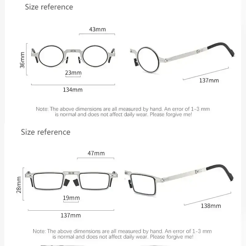 Portable Folding Reading Glasses with Case Anti Blue Light Blocking Metal Elder Foldable Eyeglasses Presbyopia for Man and Woman - Image 6