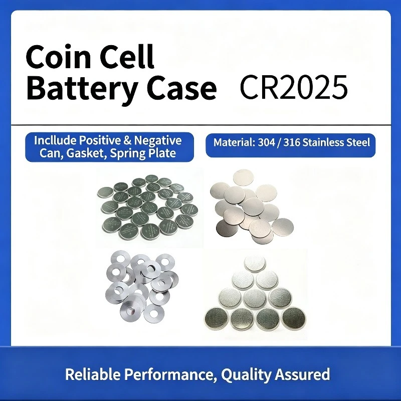 304 316 Stainless Steel CR2025 Lithium Coin Cell Case Full Set With Gasket Spring Plate For Laboratory Battery Assembly