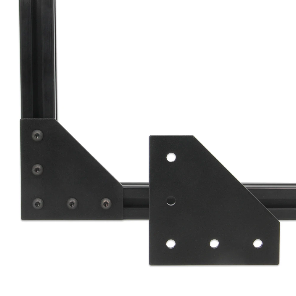 8Kit Black 3030s Corner Bracket Plate with M6 Screws+T-Nuts, 5-Hole 90 Degree Joint Board Plate for 3030 Series Aluminum Profile