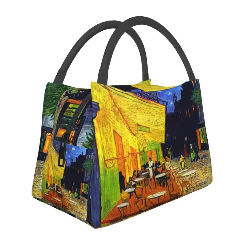 Custom Cafe Terrace At Night Insulated Lunch Bag for Resuable Vincent Van Gogh Painting Cooler Thermal Bento Box Work Picnic