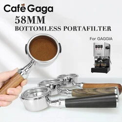 58mm Bottomless Portafilter Naked For GAGGIA Classic Pro New Baby Wood Filter Basket Espresso Machine Accessories Barista Tools