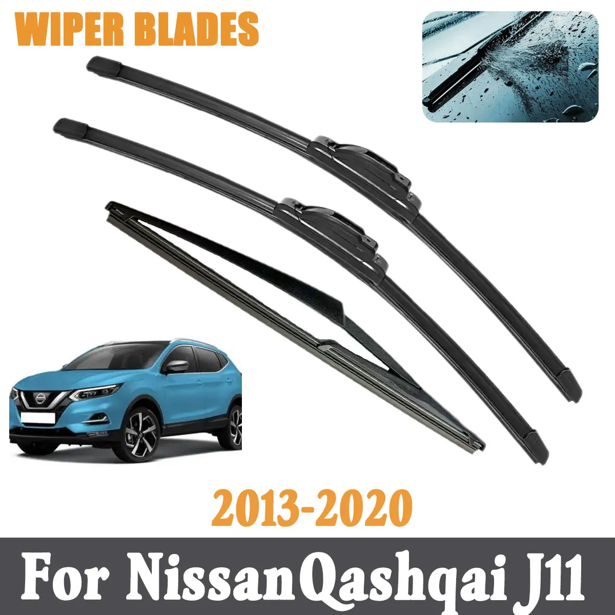 3 Stück Scheibenwischerblätter vorne und hinten für Nissan 	 Qashqai J11 2013-2020 Zubehör Fenster Windschutzscheibe