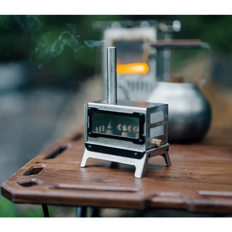 Folding Mini Camping Wood Stove, Tabletop View Fire Pit, Portable Outdoor Travel Firewood Burner For Picnic & Hiking