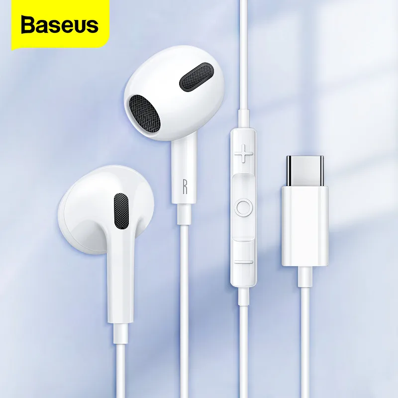 Baseus c17 tipo c com fio no ouvido monitor fone de ouvido fone de ouvido com microfone fio-controlado in-ear fone de ouvido para música esporte fones de ouvido