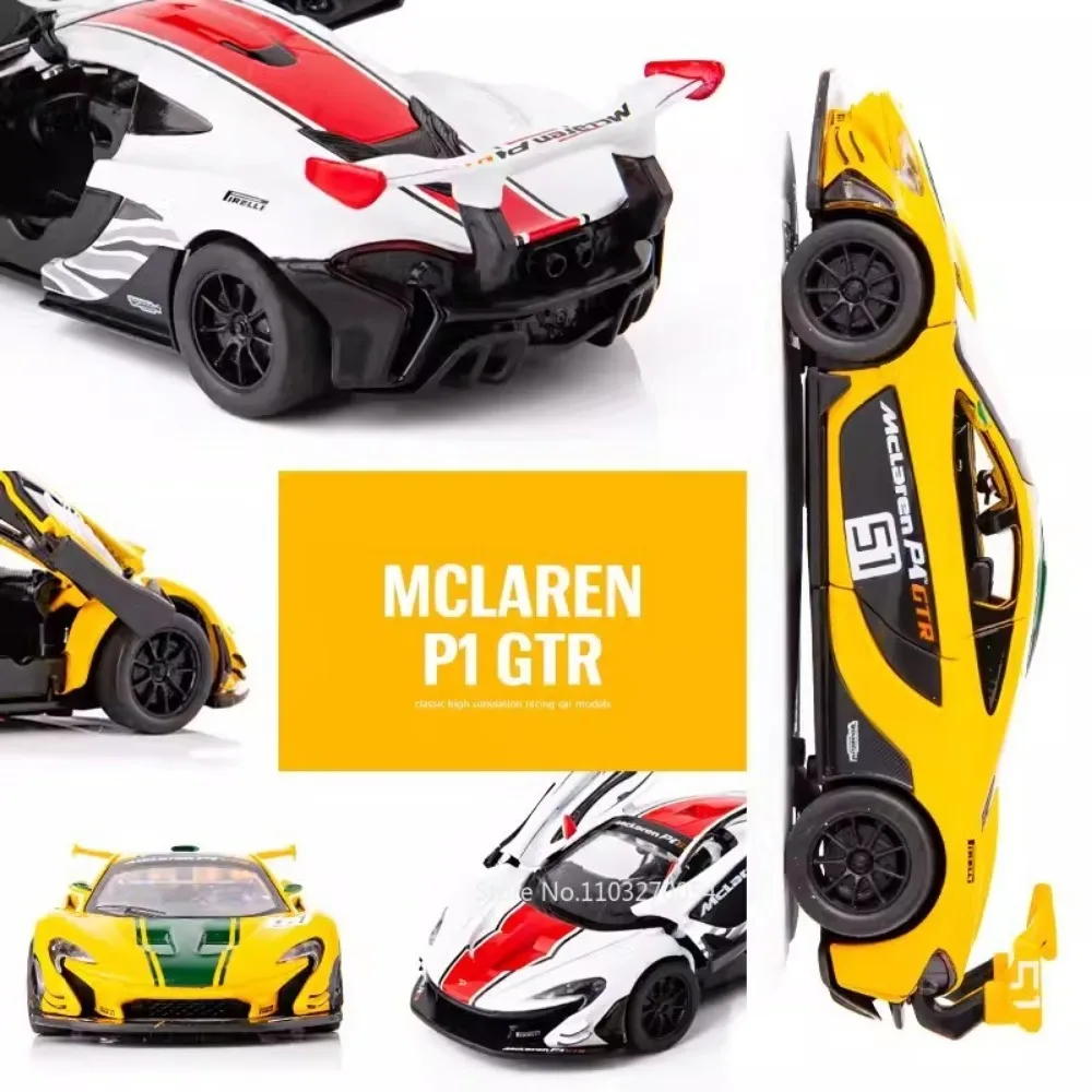 1:31 McLaren P1 Diecast Modell Spielzeug Auto Legierung Super Auto Tür Geöffnet Metall Körper Gummi Reifen Sound Licht zurückziehen Spielzeug Geschenk für Kind