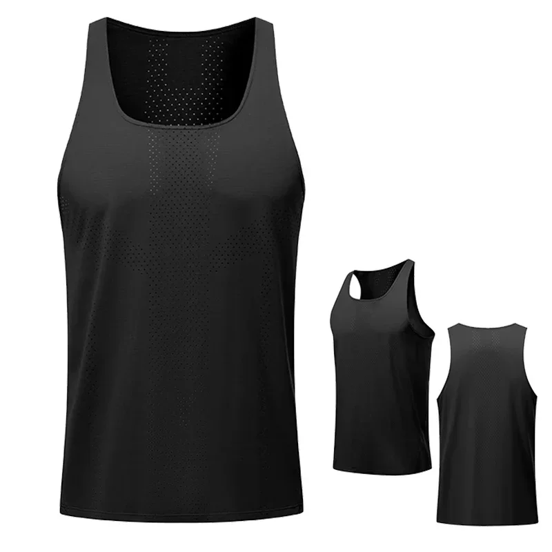 Men Leisure Sleeveless T-shirt Basketball Activewear Fitness Workout Sleeveless Tank Breathable and Quick-drying Running Top