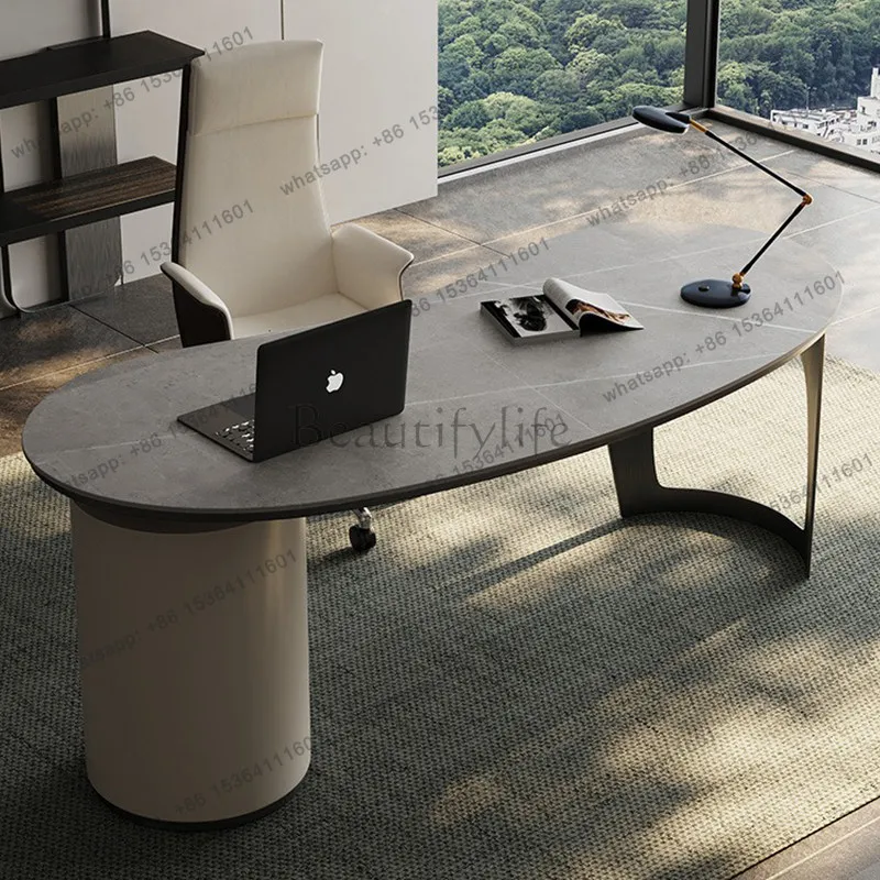 Italian light luxury rock slab desk Nordic modern study home computer desk