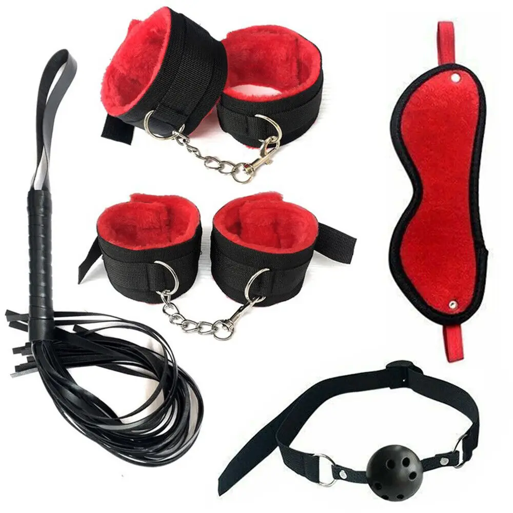 BDSM Set 5PC Bondage Sex Toy SM Kit Restraint Love Handcuffs Soft