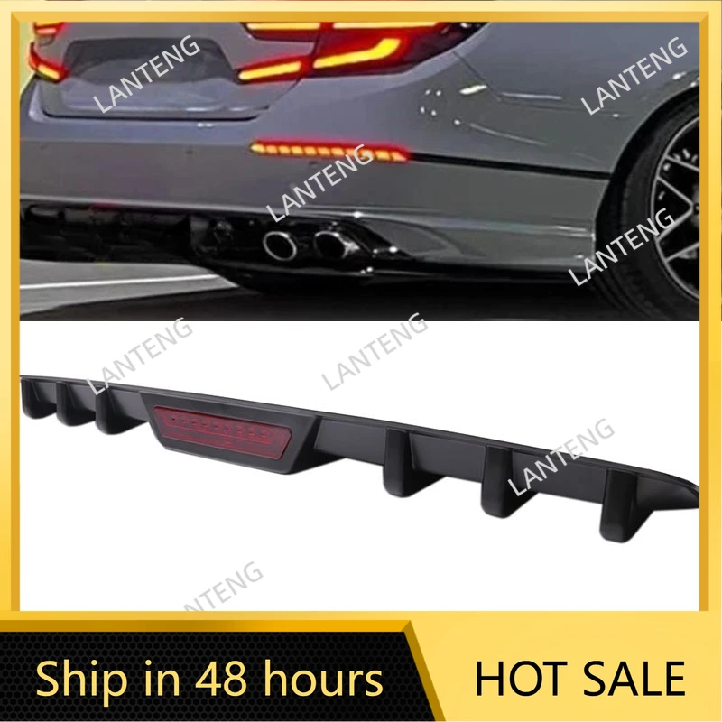 

Задний спойлер автомобиля, бампер, диффузор, губа со светодиодной подсветкой, задний стоп-сигнал для H0nda Accord, автомобильные аксессуары, черные детали