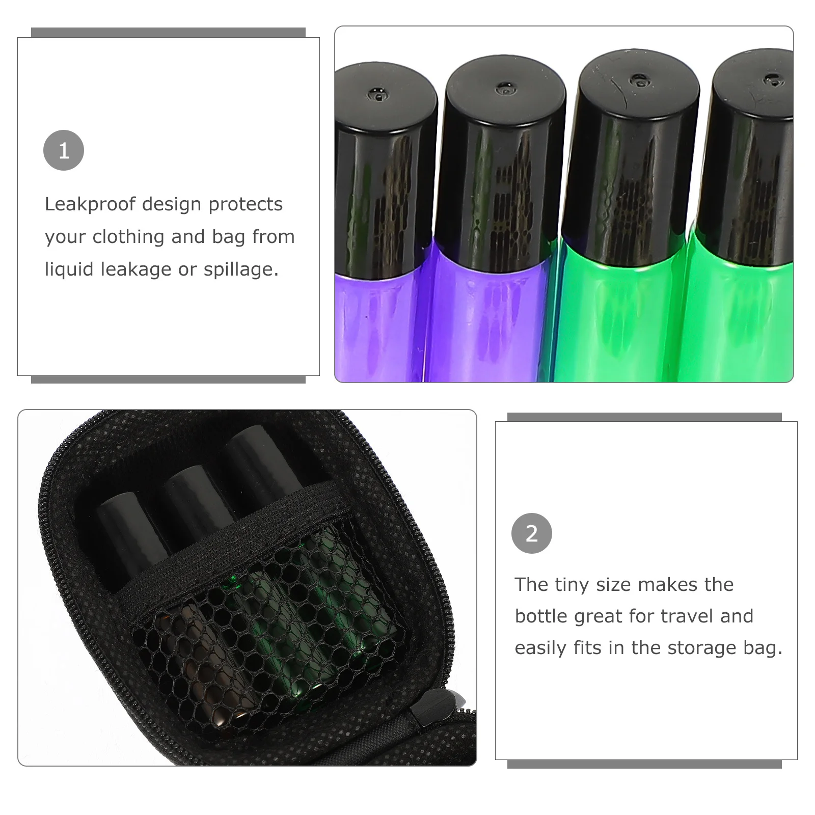 

1Set Glass Perfume Roller Bottles Smooth Thick Material Ideal for Skin Care Oils Portable Reusable Container with Sealing Cap