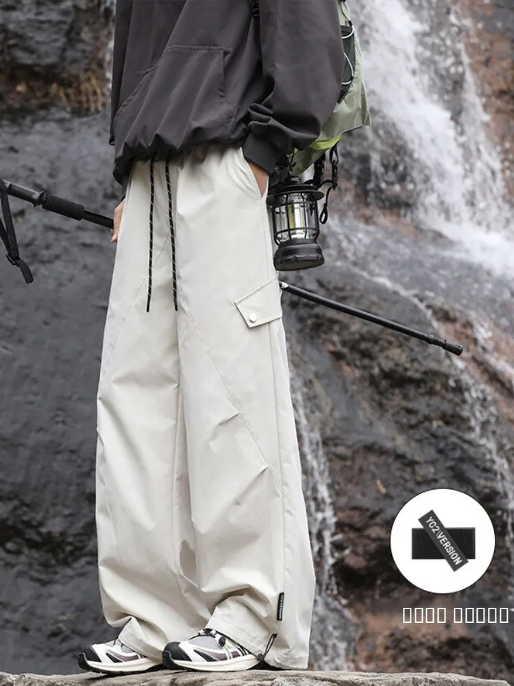 

Men's Summer Thin Wide Leg Work Pants Removable Trousers Soldier Pants Casual Loose Fit Cargo Shorts Youthful Style Black