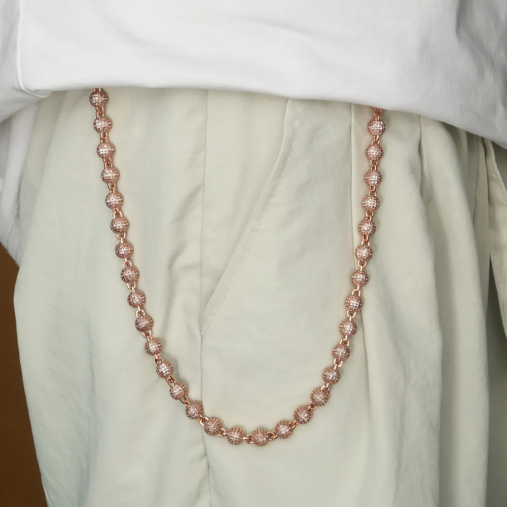 ESKEEM Hip Hop Iced Cubic Zirconia Pants Chain for Women Men Punk Rock Metal Wallet Key Chain Jeans Trousers Chain Jewelry