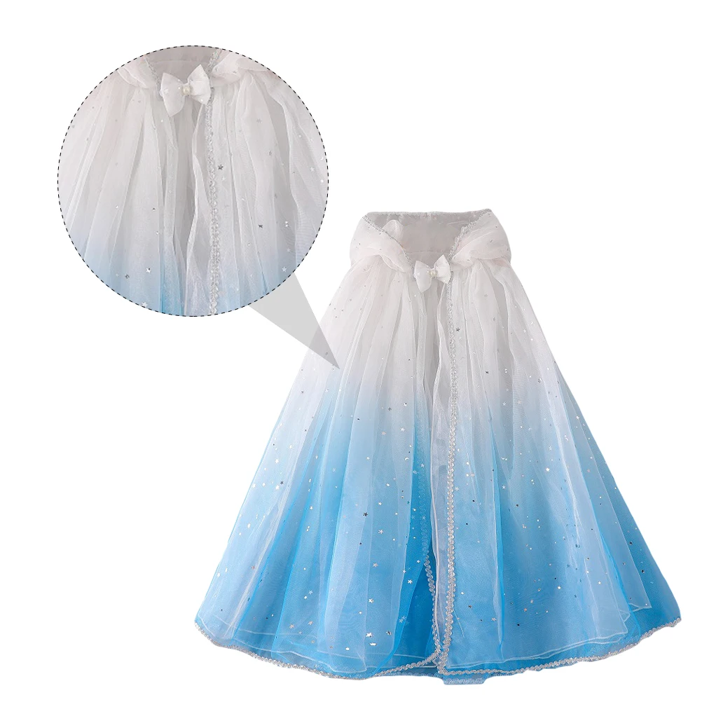 

1pc Sequins Gauze Cape Kids Fancy Cloak Party Costume Lightweight Machine Washable Masquerade Cosplay Cape For Children