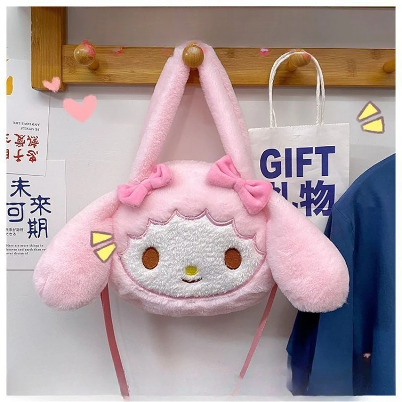 

Kawaii My Melody Sanrio Student Cute Cartoon Furry Handbag Cute Children Storage Bag Crossbody Bag Christmas Gifts for Kids