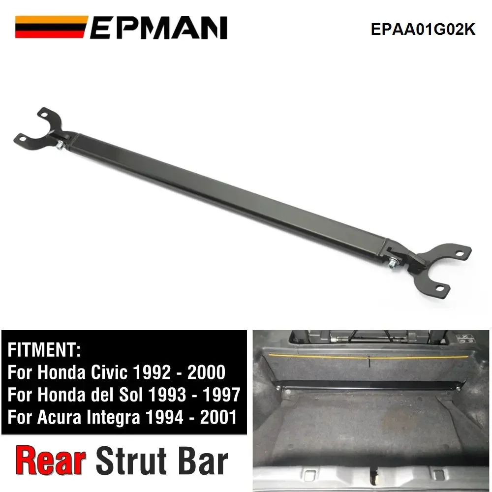 EPMAN Black Rear Strut Tie Bar for 92-00 Civic EG EK 93-97 Del Sol 94-01 Integra DC2 EPAA01G02K