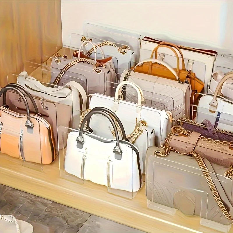 2pcs Transparent 4-Section Bag Organizer, Wardrobe Divider for Handbags, Scarves - Perfect for Storage and Shelf Organization