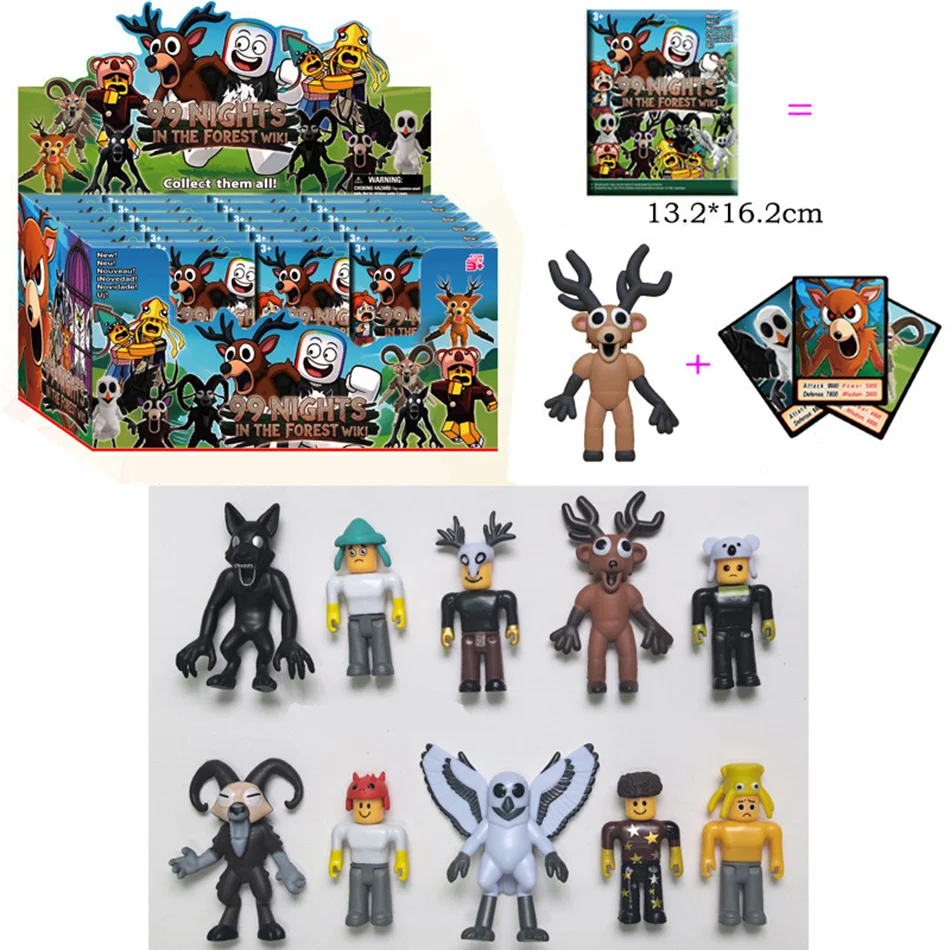 Hot 99 Nachten in Het Bos Action Figure Herten Uil Geit Blind box Desktop Decoratie 1-24 stuks Model ornamenten Fans Kerstcadeau