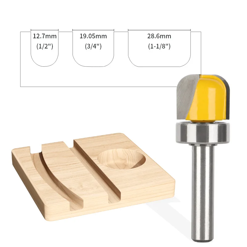 Tungsten steel material round bottom knife, 8mm shank diameter cleaning bottom hole woodworking special milling cutter