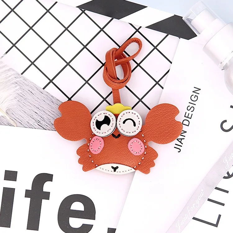 

Hand-Stitched Mini Genuine Leather Crab Keychain Cute Goatskin Pendant Couple Gift Key Accessory Luxury Decor