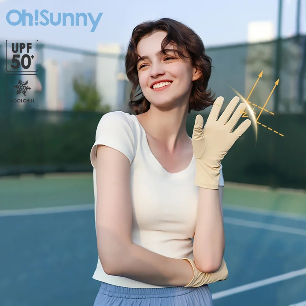 OhSunny-guantes transpirables de protección solar UPF1000 +, guante antideslizante de tela de cerámica, tecnología Anti-UV, para ciclismo al aire libre y conducción