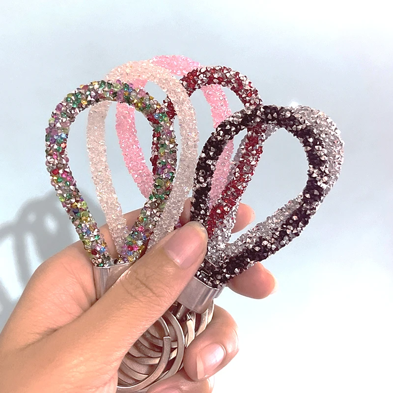 Fashion Accessories Crystal PU Keychain For Women Men Gift Car Key Chain Bag Pendant Candy Colors Keyring Girls Jewelry