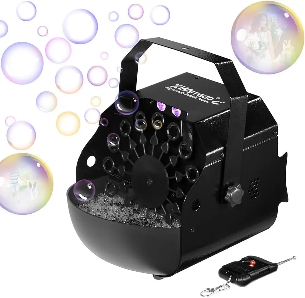 

Professional Bubble Machine with LED Lights & Wireless Remote - High Output 3000 Bubbles/Min for Weddings, Parties, Performances