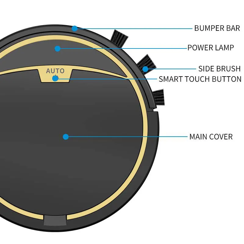 Aspirador Robô Inteligente Sem Fio, Controle Remoto App, Varrer o chão, Molhado e Seco, Limpador de casa, 2800PA