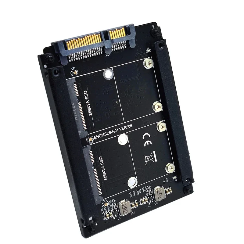 Dual mSATA to SATA Adapter mSATA SSD to 2.5'' SATA 3 Riser Card with LED Indicator mSATA to SATA3.0 6Gbps Converter Board Socket