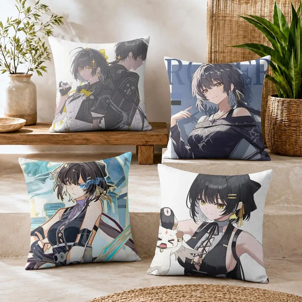 Rover Wuthering Waves Cushion Cover Summer Coolness Linen Organic Fabric Sofa Pillow Case Double-Sided Printing Home Decor