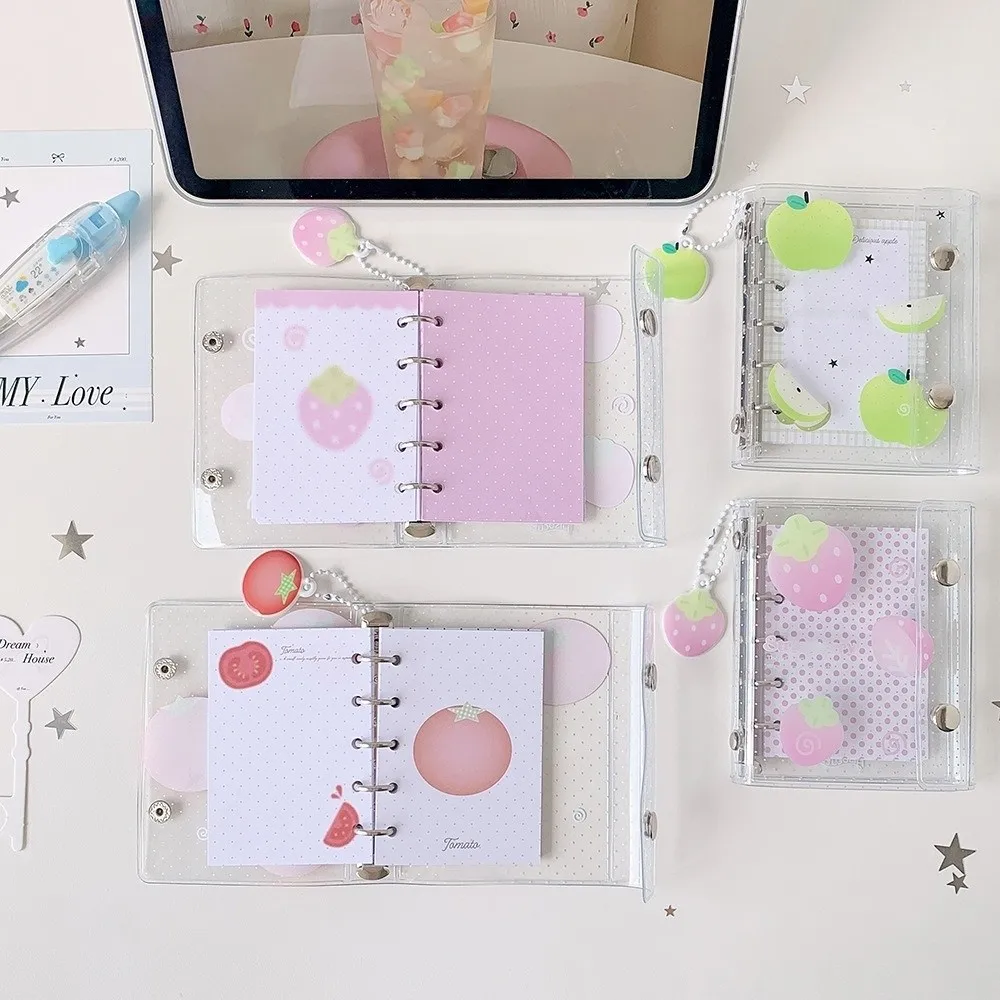 Fruits Korean Style Pocket Planner Strawberries Tomatoes Spiral Bound A7 Notebook PVC Transparent Multi-Purpose Business Memos