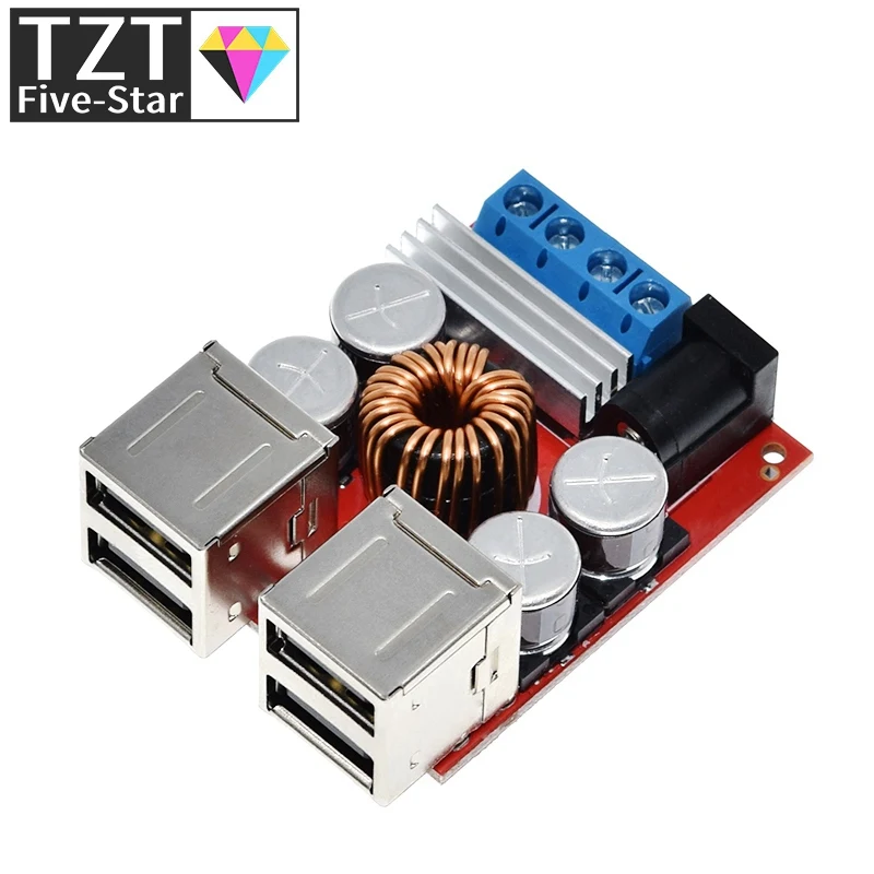 TZT  8V-35V 5V 8A DC-DC Vehicle Charging Board Power Supply Depressurization Module 4 port USB Output mobile Charger