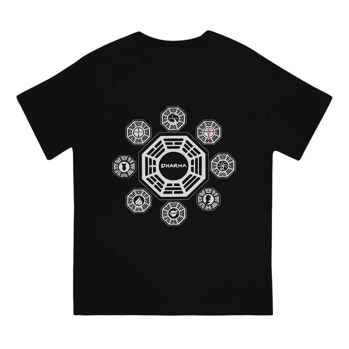 Lost TV Show The Dharma Initiative Tshirt Graphic Men Tops Vintage Fashion Summer Polyester  Streetwear Harajuku T Shirt