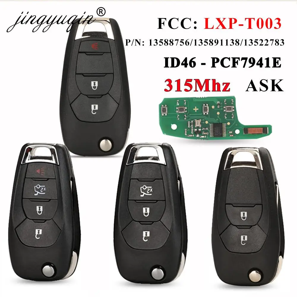 jingyuqin LXP-T003 315MHz ID46 PCF7941E Car Remote Control Flip Key For Chevrolet Cruze Sonic Trax Spark Avo Trailblazer Replace