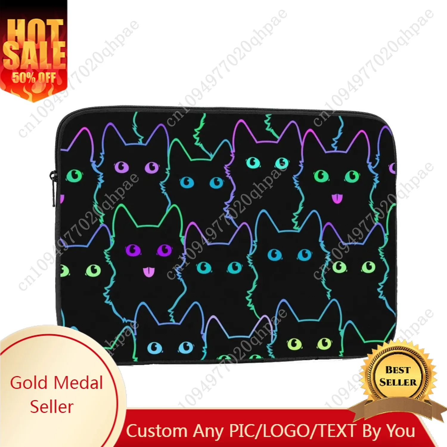 حقيبة كمبيوتر محمول للكمبيوتر المحمول، حافظة ملونة على شكل قطة، حقيبة كمبيوتر بأكمام كرتونية للقطط السوداء، حقيبة مضادة للصدمات لجهاز Macbook Air Pro