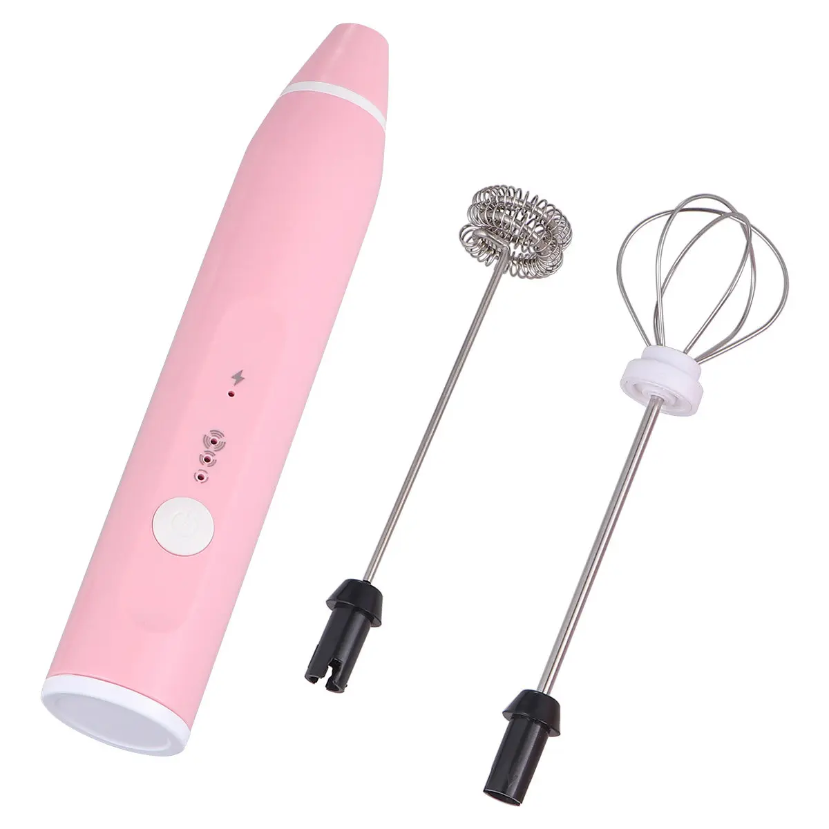 1Pcs Handheld Rechargeable Whisk USB Egg Stirrer 3-Level Milk Foamer Electric Blender for Coffee and Kitchen Use Pink