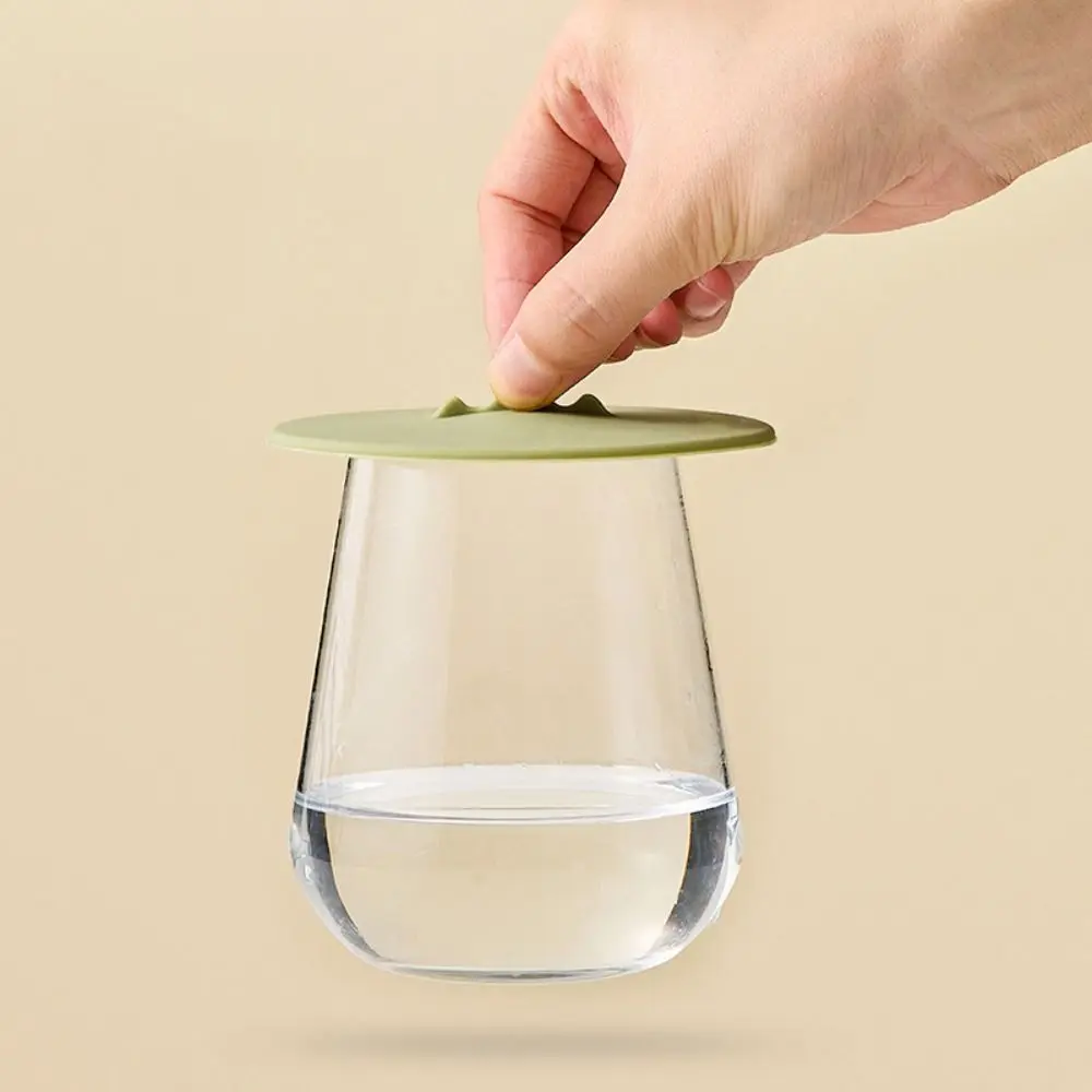 Universal Fit Silicone Water Cup Lid Round Dustproof Glass Cup Cover Flexible Heat-Resistant Mug Sealed Cap Home